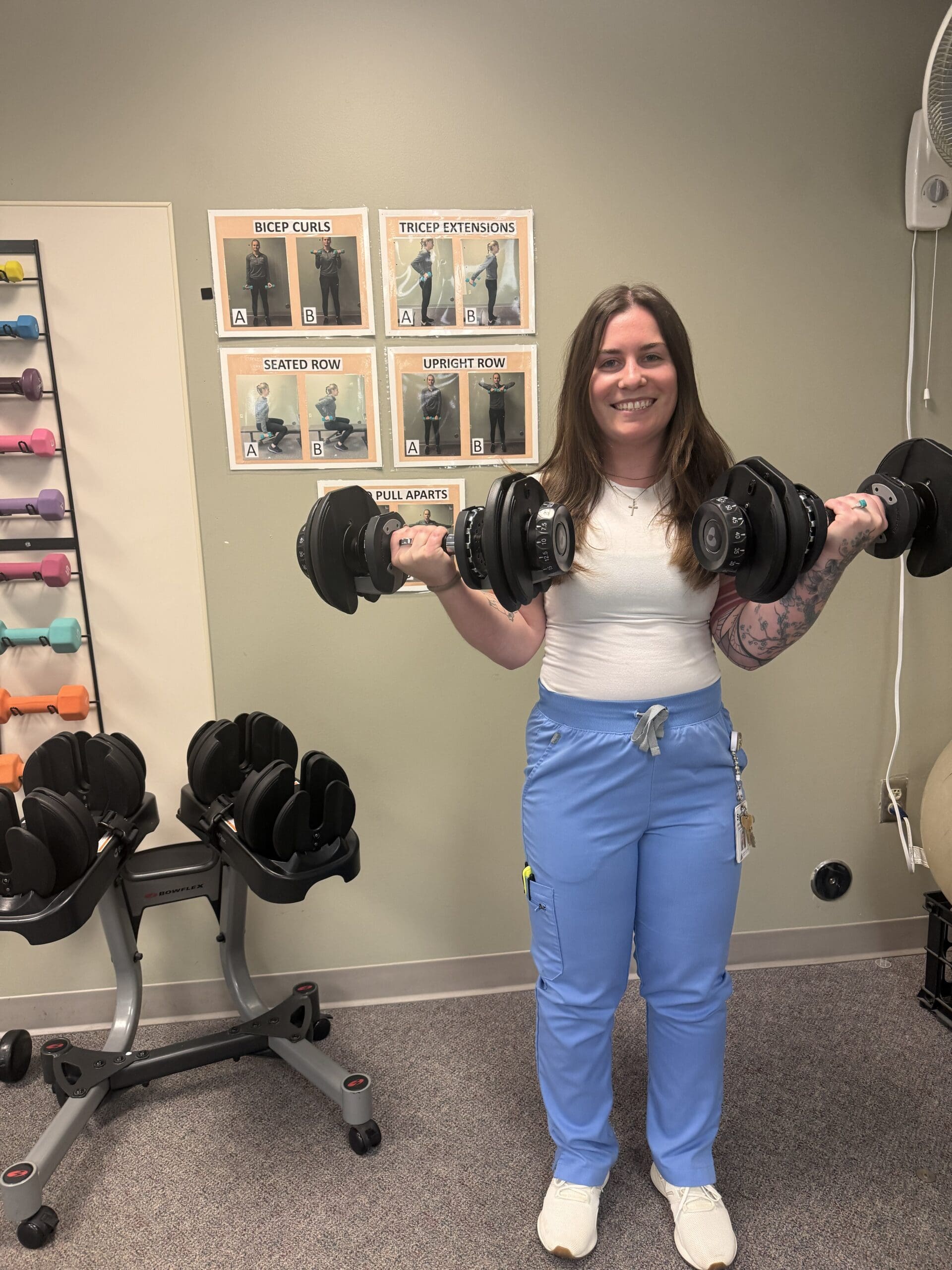 Adjustable Bowflex dumbbells for Cardiac and Pulmonary Rehabilitation